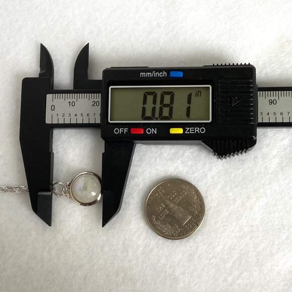 Sterling Silver 925 Baroni Round Moonstone Cabochon Pendant Necklace 18" Chain - Picture 15 of 16